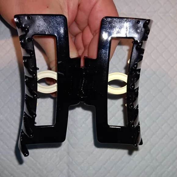 Chanel CC Rare Black & White Hair Clip